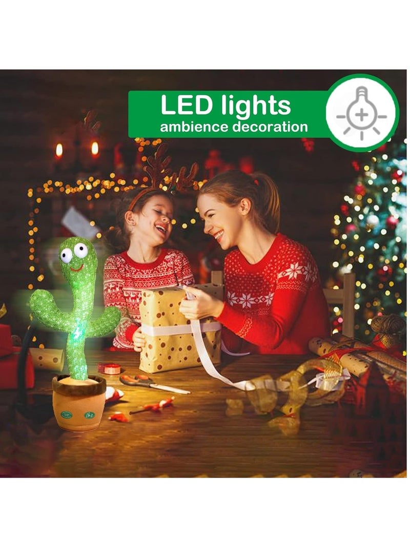 Dancing Cactus Toy - Talking Cactus Toys for Boys and Girls Singing Cactus Toy Repeat What You Say Dancing Cactus Mimicking Toy with LED English Sing Talking Musical Toys