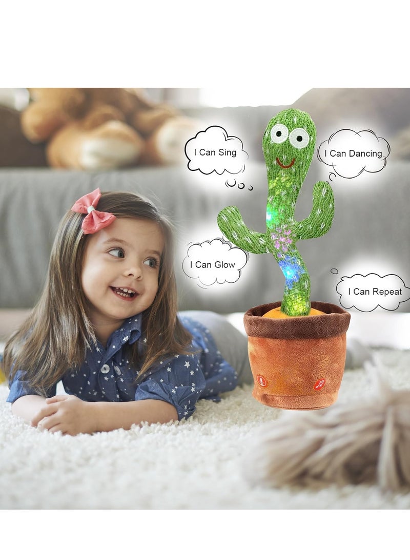 Dancing Cactus Toy - Talking Cactus Toys for Boys and Girls Singing Cactus Toy Repeat What You Say Dancing Cactus Mimicking Toy with LED English Sing Talking Musical Toys