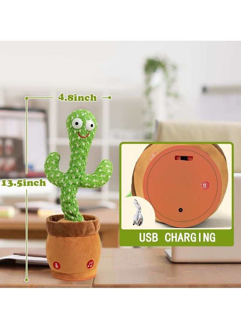 Dancing Cactus Toy - Talking Cactus Toys for Boys and Girls Singing Cactus Toy Repeat What You Say Dancing Cactus Mimicking Toy with LED English Sing Talking Musical Toys