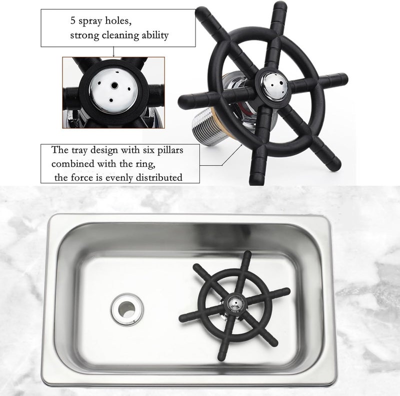 DIBTSA Pitcher Rinser, Automatic Glass Cup Washer, Stainless Steel Coffee Milk Tea Cup Cleaner Sink, for Home Kitchen Hotel Bar Restaurant (10.4x6.4x2.6 Inch) - Image 5