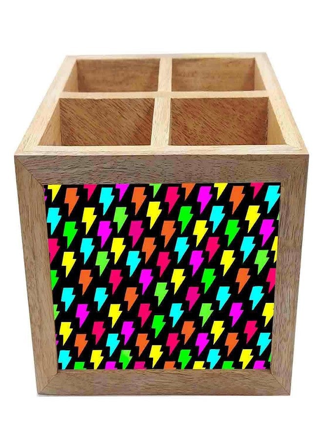 نتكيس حامل أدوات مائدة خشبي من نوتكيس، منظم ملاعق وشوك وسكاكين لطاولة الطعام والمطبخ - صنع في الهند - الملاعق غير متضمنة - لايتنينج آرت - Image 4