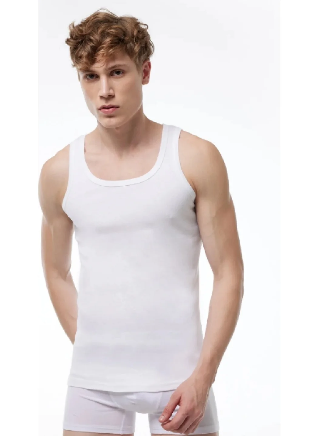 Malabadi 034 - 4 Piece Men's White 100% Cotton Rib Undershirt