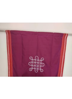 PUNYATVA Punyatva Backdrop Curtain for Ganpati Festival Decoration PurpleRed B Khan Kolam Rangoli Design Machine Embroidery Decorative Backdrop Cloth for Varlaxmi Navratri Ponagl Bonalu Diwali Ugadi Pooja  - Image 5