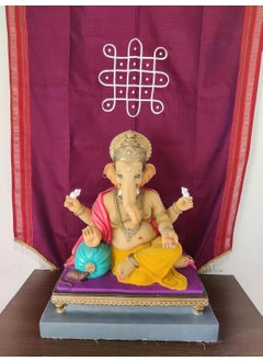 PUNYATVA Punyatva Backdrop Curtain for Ganpati Festival Decoration PurpleRed B Khan Kolam Rangoli Design Machine Embroidery Decorative Backdrop Cloth for Varlaxmi Navratri Ponagl Bonalu Diwali Ugadi Pooja  - Image 4