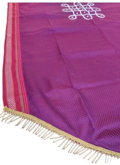 PUNYATVA Punyatva Backdrop Curtain for Ganpati Festival Decoration PurpleRed B Khan Kolam Rangoli Design Machine Embroidery Decorative Backdrop Cloth for Varlaxmi Navratri Ponagl Bonalu Diwali Ugadi Pooja  - Image 2