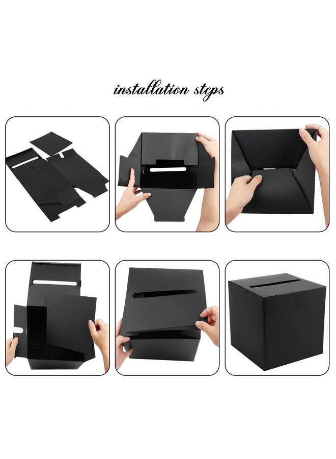 Fowecelt Black Box with Lid Medium Gift Box and Shredding Fill for Wedding Anniversary Birthday Graduation Gift - Image 3