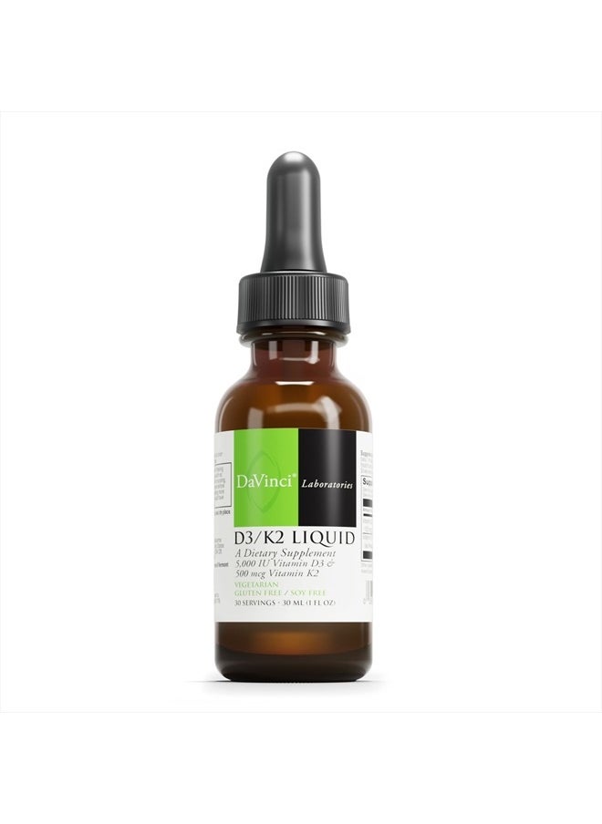 DaVinci Laboratories of Vermont DAVINCI Labs D3/K2 Liquid - Liquid Vitamin D & Vitamin K Supplement for Bone Health, Heart Support & Calcium Absorption* - 30mL (30 Servings)  - Image 1
