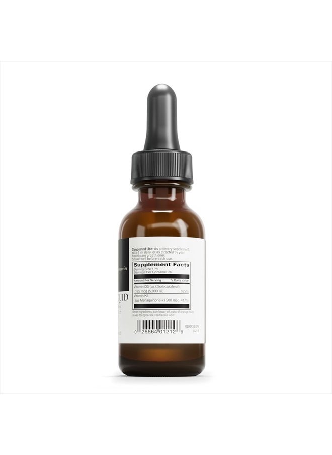DaVinci Laboratories of Vermont DAVINCI Labs D3/K2 Liquid - Liquid Vitamin D & Vitamin K Supplement for Bone Health, Heart Support & Calcium Absorption* - 30mL (30 Servings)  - Image 2