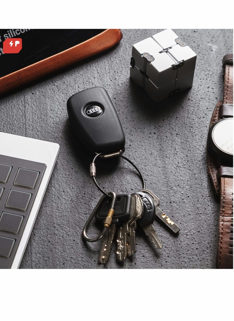 Generic - Key Ring Cable Wire Car Keychains Keyrings Loop Heavy Duty Tag Keepers Tough Binding Carabiner Rings 12Pcs 304 Stainless Steel Black Rubber Coated Steel Wire Rope Loop Rubber Coated Steel Wire Rope - Image 1