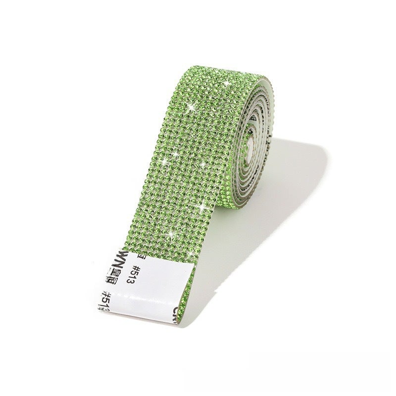 Rhinestone Adhesive Strip Multi-Size Hotfix Lace Chain Dark green - Image 3
