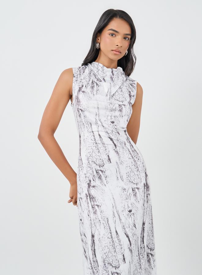 تايك تو فستان ماكسي ضيق مطبوع بدون أكمام - Image 3