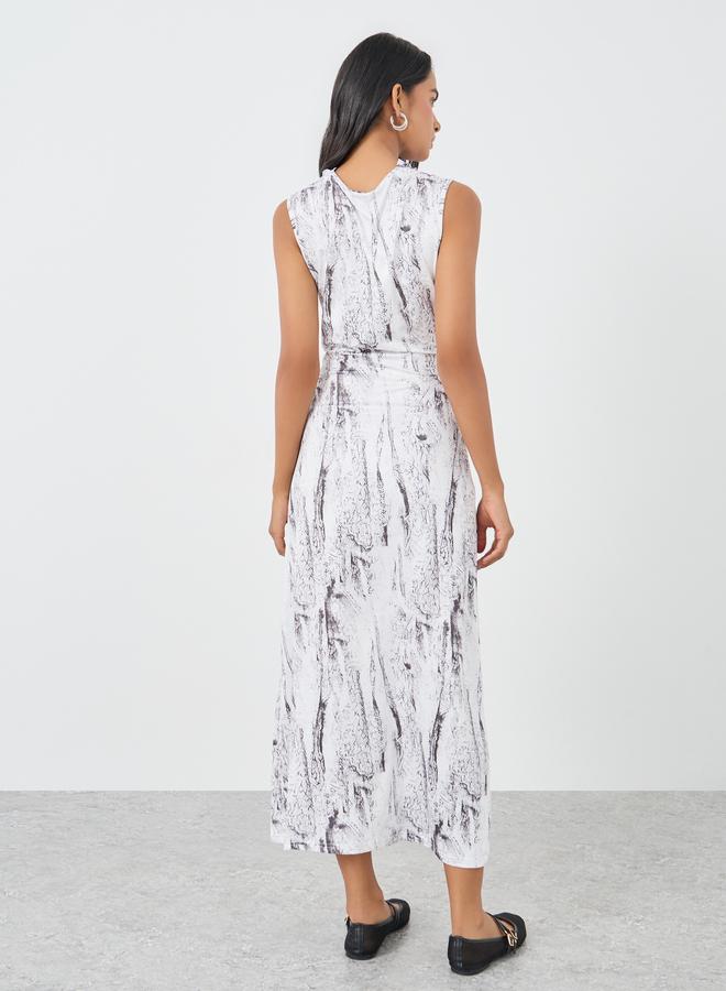 تايك تو فستان ماكسي ضيق مطبوع بدون أكمام - Image 5