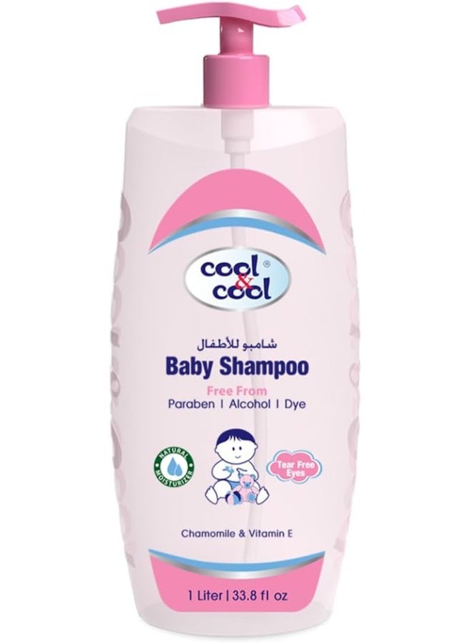 Cool & Cool Chamomile And Vitamin-E With Extra Mild Formula Baby Shampoo 1Liter- Tear Free, Alcohol Free, Paraben-Free, Dye Free - Image 1
