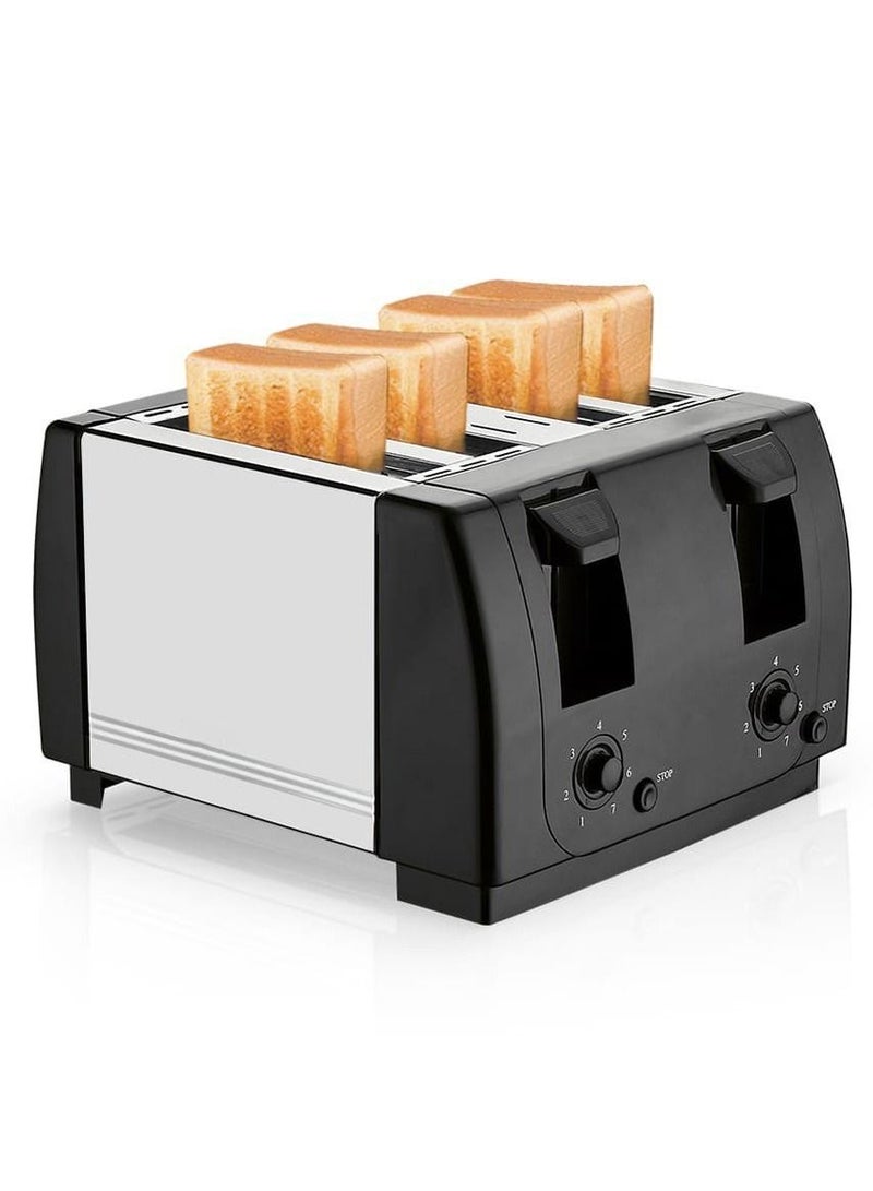 Classic Stainless Steel 4 Slice Bread Toaster With High Lift And Wide Slots Adjustable Browning Control Cancel And Defrost Function  - Image 1