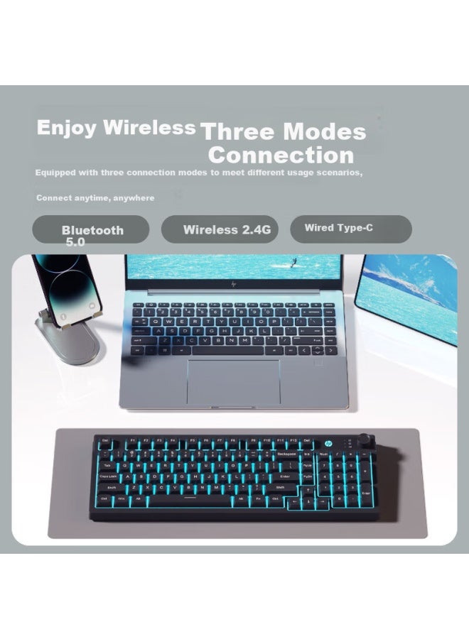 Hp K500f Mechanical Feel Keyboard, Wireless Bluetooth Tri-mode, Quiet Multifunctional K, For Office, Gaming, Desktop, Laptop, Universal, Black, 98-key Layout - Image 3