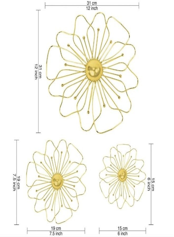 MAXXINN Wall Decor Hand Crafted Gold Finish Metal Hanging Decoration, Set of 3 Metal Wall Art Home Decor for Living Room Office Bedroom Hotel And Many More Set of 3 - Image 2