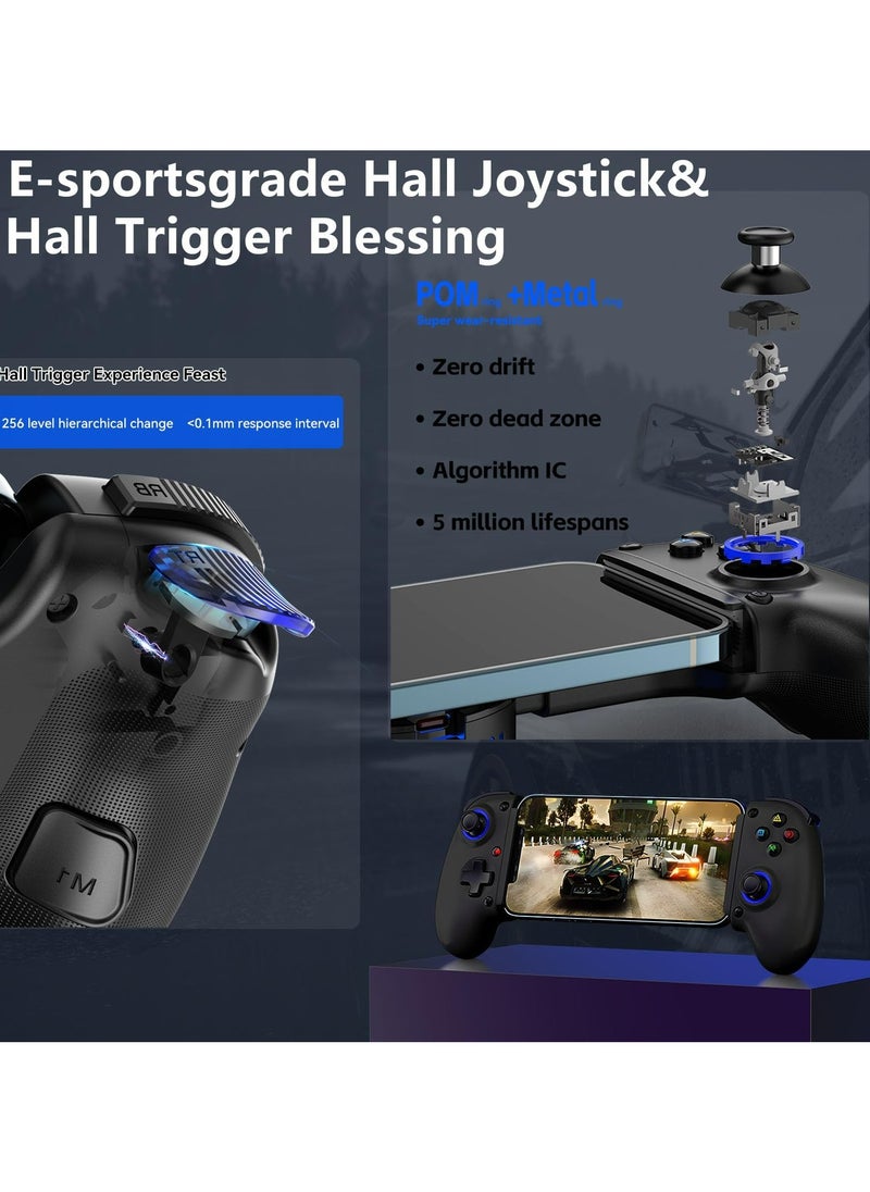 CMGTYYD - Mobile Cloud Gaming Controller for iPhone 16/15/14, iPad, Android, PC, Switch, PS3/PS4, Gamepad Joystick with Turbo, Hall Effect Trigger, 6-Axis Gyro Sensor, Streaming for PS4/Xbox/PC - Black - Image 1