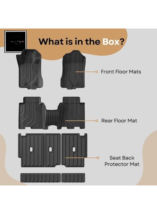 3D Car Floor Mats for 4 Door SUV 2024 to 2025 Set of 4 with Seat Back Mats All Weather Protection TPE Floor Mats - Image 3