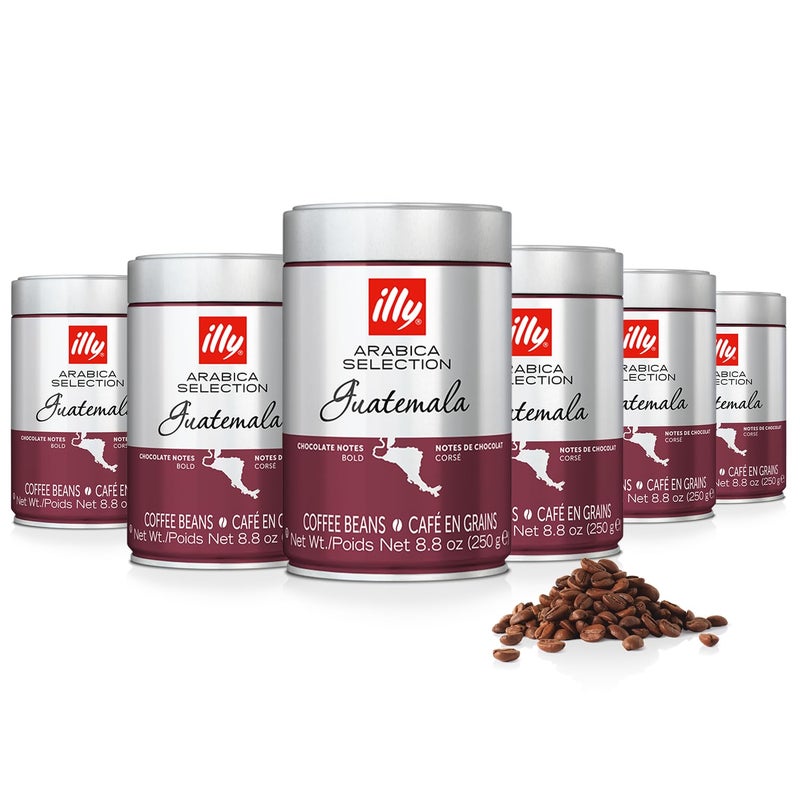 Illy Whole Bean Coffee, Guatemala Dark Roast - Notes of Rich Chocolate and Intense Body - 100% Arabica - Whole Beans - Pressurized Packaging Sealed for Freshness - 8.8oz Can (Pack of 6) - Image 1
