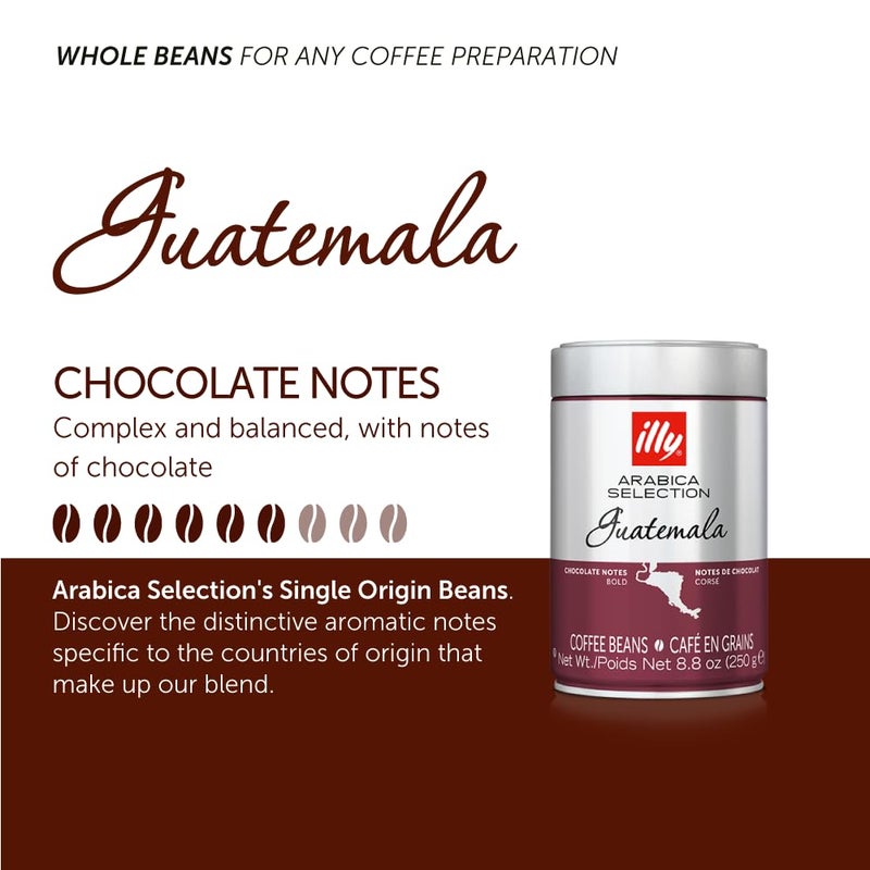 Illy Whole Bean Coffee, Guatemala Dark Roast - Notes of Rich Chocolate and Intense Body - 100% Arabica - Whole Beans - Pressurized Packaging Sealed for Freshness - 8.8oz Can (Pack of 6) - Image 3