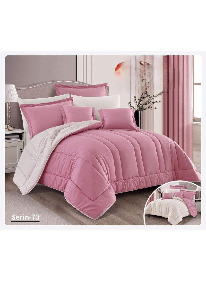Hotel-style duvet cover set with two sides to add beauty to your room's decor, microfiber, 8 pieces: 1 duvet cover 260x240 cm, 1 fitted sheet 200*200+30 cm, 4 pillowcases 50*75 cm, 2 cushions 45*45 cm. - Image 1