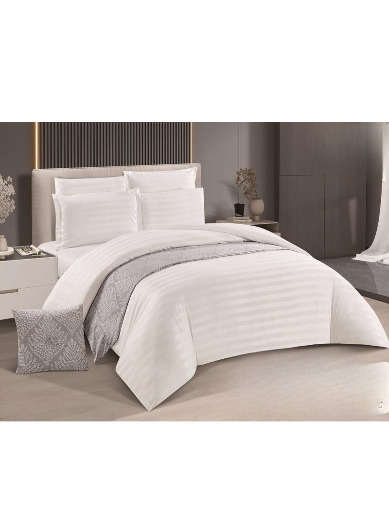 KAKA Double Microfiber Hotel Bedspread, Fits 200cm x 200cm Bed, 9 Pieces, with Removable Filling, Hotel Stripes Design - Image 1