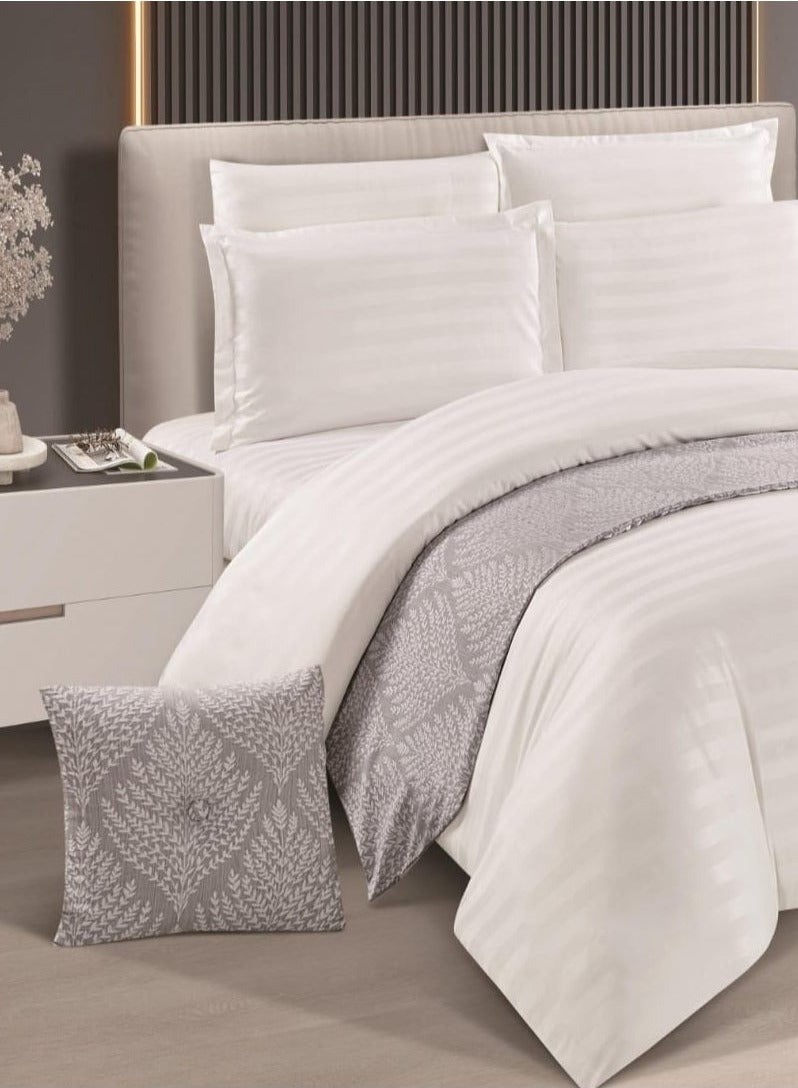 KAKA Double Microfiber Hotel Bedspread, Fits 200cm x 200cm Bed, 9 Pieces, with Removable Filling, Hotel Stripes Design - Image 2