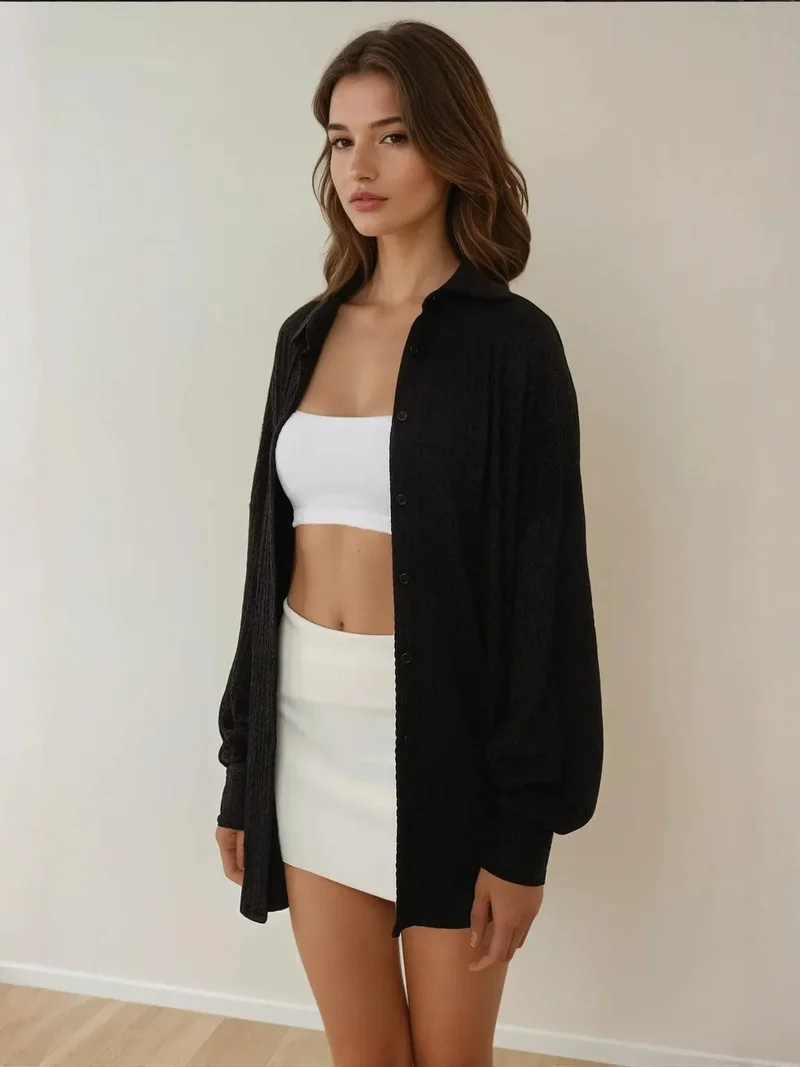 زوبعة قميص بأزرار كبير الحجم