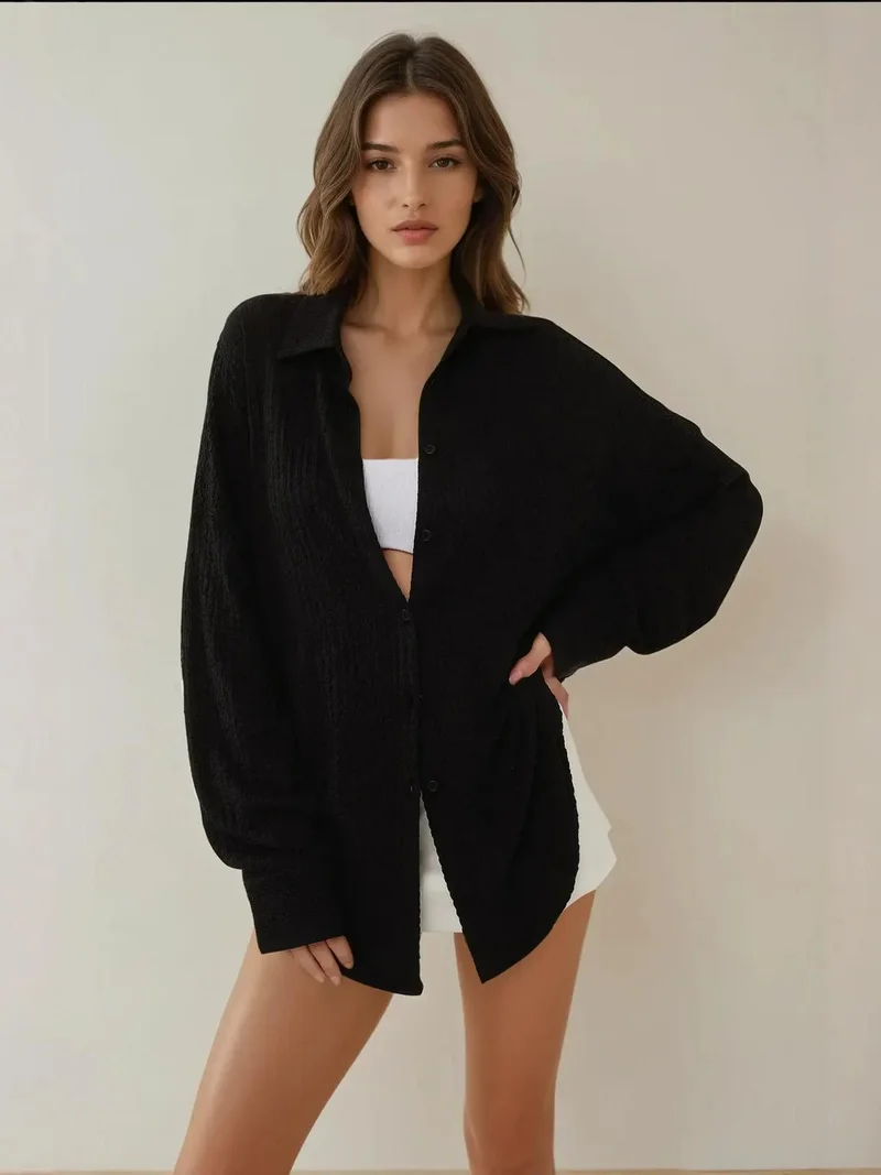 زوبعة قميص بأزرار كبير الحجم