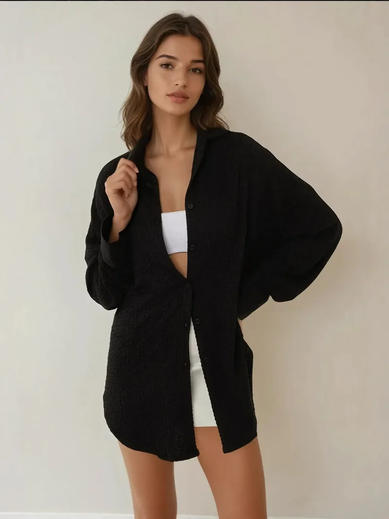 زوبعة قميص بأزرار كبير الحجم