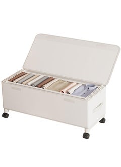 XiuWoo 67L Under Bed Storage on Wheels Metal Frame Underbed Storage Containers, Underbed Storage Boxes with Lid Visiable Window, Home Closet Organization Drawer Bins Organizer White, 77x30x29cm  - Image 2