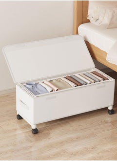 XiuWoo 67L Under Bed Storage on Wheels Metal Frame Underbed Storage Containers, Underbed Storage Boxes with Lid Visiable Window, Home Closet Organization Drawer Bins Organizer White, 77x30x29cm  - Image 4