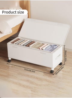 XiuWoo 67L Under Bed Storage on Wheels Metal Frame Underbed Storage Containers, Underbed Storage Boxes with Lid Visiable Window, Home Closet Organization Drawer Bins Organizer White, 77x30x29cm  - Image 3