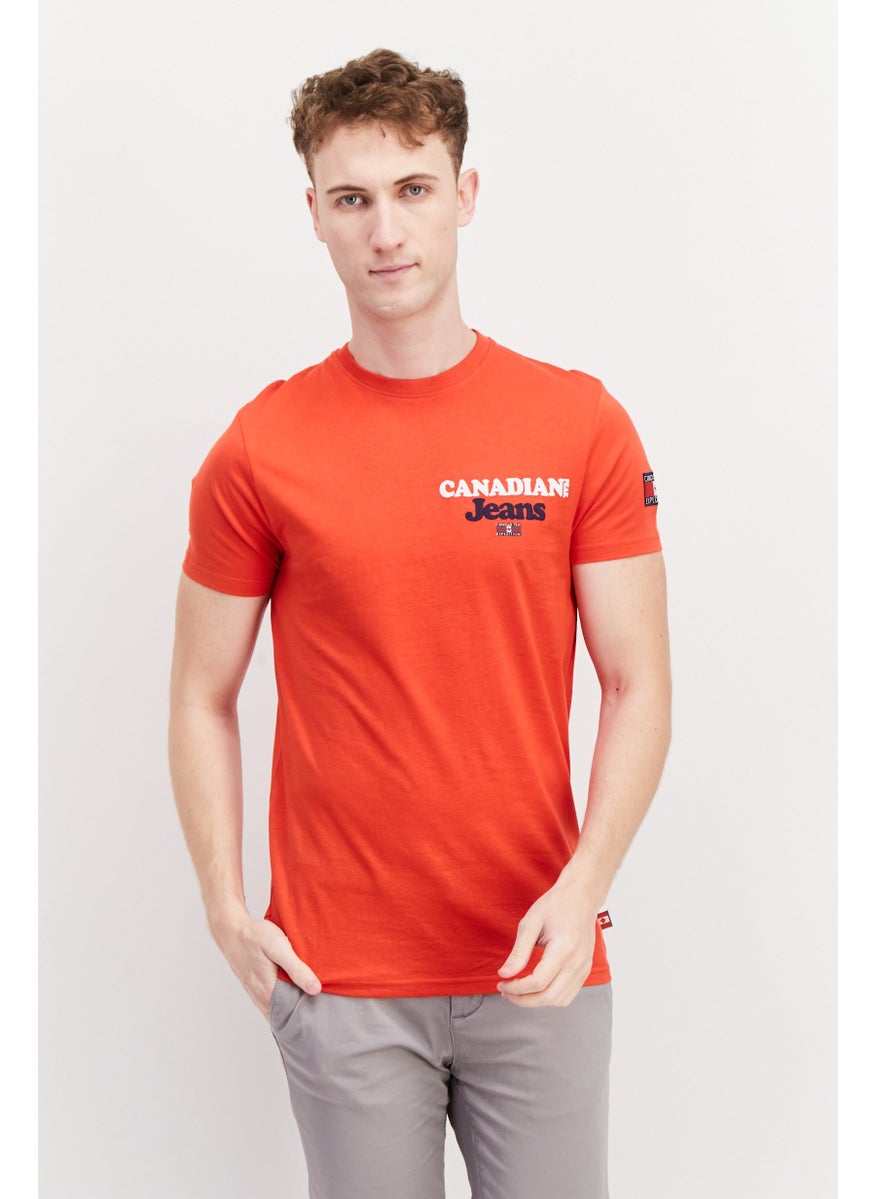 Canadian Peak Men Crew Neck Short Sleeve Graphic T Shirt, Red Combo  - Image 1