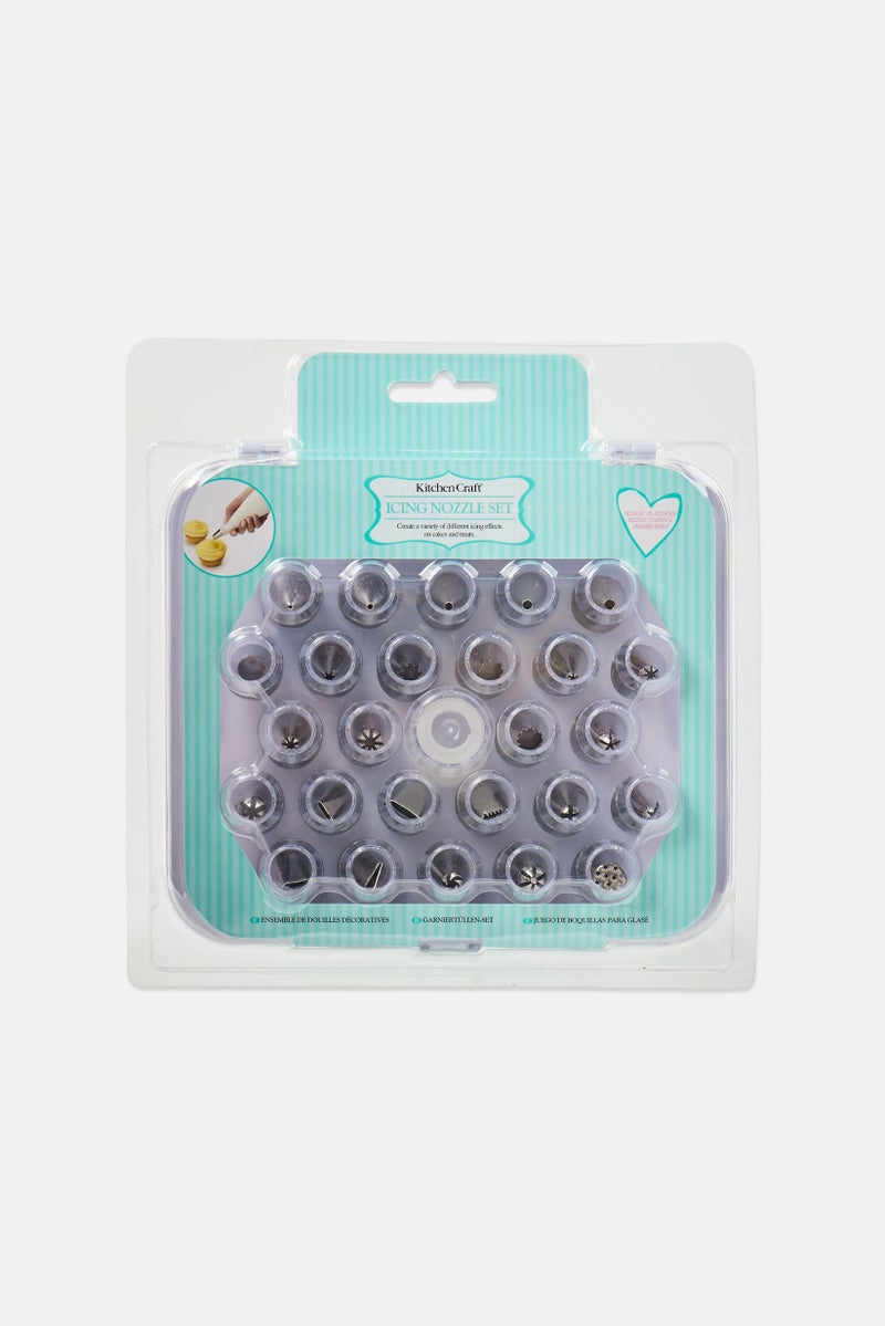 KitchenCraft Sweetly Does It Icing Nozzle 28 Piece Set, Silver - Image 1