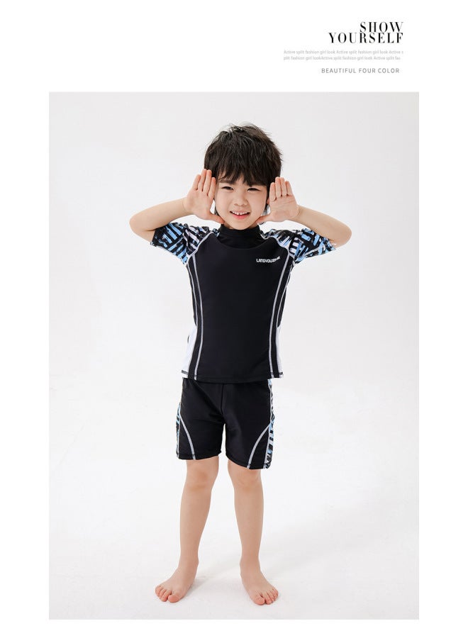 New And Korean Couple Long-sleeved Shorts Two-piece Suit Parent-child Suit Boys And Girls Surfing Suit Swimsuit For Women