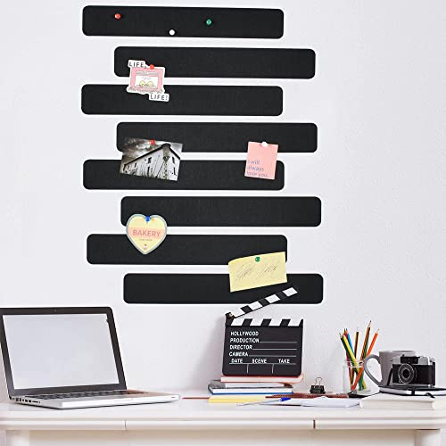 Vuzvuv 8 pcs Bulletin Board Bar Strips with 50 Pushpins & 10 Wooden Clip pins，Self Adhesive Cork Board for Wall，Felt Pin Board for School，Office Decor(Camel-Brown) - Image 4