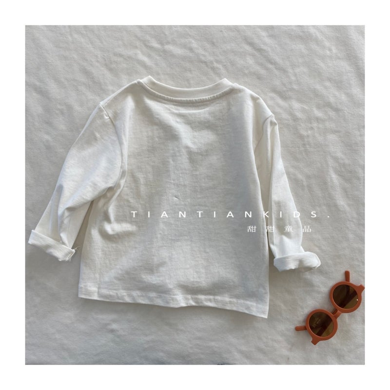 New Cotton Children'S T White Comfortable Long Sleeve Letter Printed T-Shirt Base Shirt For Boys And Girls Baby - Image 5