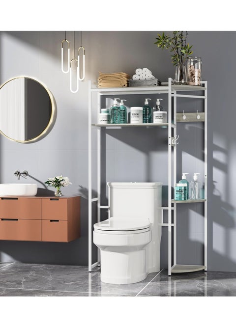 medla Over Toilet Storage Unit 3 Layers Metal Toilet Shelf Over Toilet Storage Unit Bathroom Storage Shelf Over 3-tier Bathroom Shelf Organizer Stand High Capacity Bathroom Space Saving Shelf
