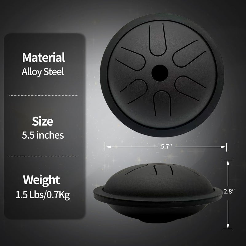 Yahpetes Steel Tongue Drum Musical Percussion Instrument Metal Rain Drum for Outside 5.5 Inch 6 Notes C-Key for Meditation Yoga Education Percussion with Bag, Music Book, Mallets (Black) - Image 2