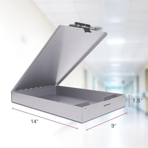 Saunders Metal Clipboard with Storage, Silver Single Layer Nursing Clipboard Folio, Letter Size Paper Organizer, Steel Clip with Self Locking Latch, Form Holder for Office, School & Work - Made in USA - Image 3