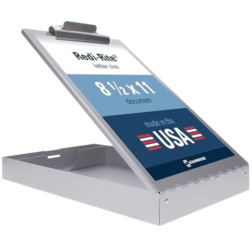 Saunders Metal Clipboard with Storage, Silver Single Layer Nursing Clipboard Folio, Letter Size Paper Organizer, Steel Clip with Self Locking Latch, Form Holder for Office, School & Work - Made in USA - Image 1