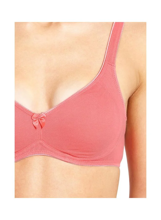 Jockey Blush Pink 1250 Women Wire free Non Padded Super Combed Cotton Elastane Stretch Full Coverage Everyday Bra with Contoured Shaper Panel and Adjustable Straps for Women | Best Price UAE