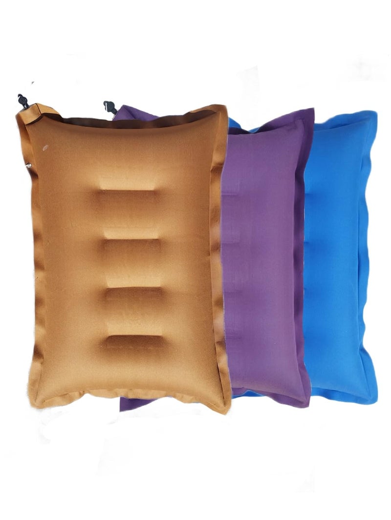 RAV Pack of 3 Cushion Sleeping Bag Backpacking Pillow Soft Comfortable Air Inflatable Travel Pillow Tourist Pillow Sleeping Tourist Pillow Color Multi Color - Image 1