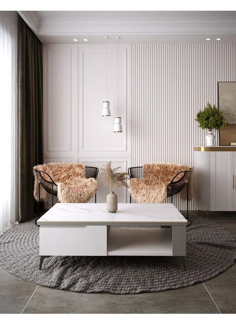 Elegant coffee table with golden accents - 5-piece set with a modern and attractive design