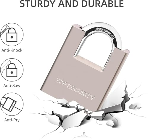 AMMIY Locks with 4 Keys，Keyed Alike Heavy Duty Pad Lock，Outdoor Solid Brass Keyed Padlock, High Security Wraped Beam Padlock with Key for Gate Lock School Gym Locker Storage Unit Fence Hasp Toolbox - Image 5