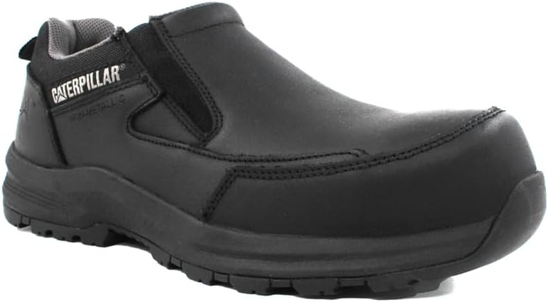 CATERPILLAR أحذية أمان جلدية سوداء للرجال بتصميم سهل الارتداء - Image 3
