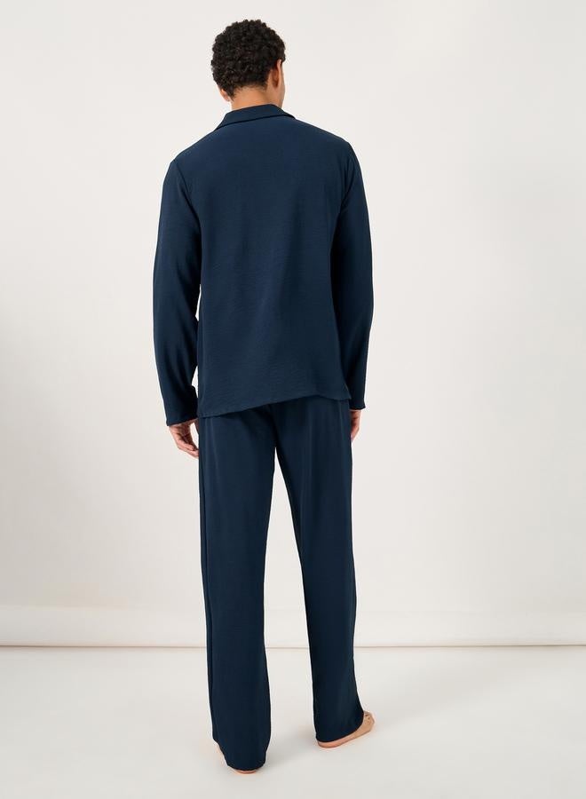 ستايلي طقم بيجامة بأكمام طويلة من القطن المجعد - Image 5