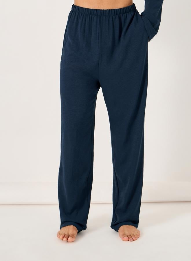 ستايلي طقم بيجامة بأكمام طويلة من القطن المجعد - Image 4