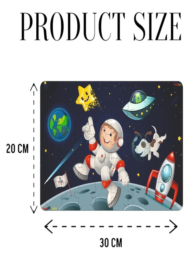 Fiddlys 40 Pcs Paperless Wooden Jigsaw Puzzle for Kids & Children Age 4+ Learning Educational Double Layered Wooden Puzzles with Bright Front & Back Print (The Astronaut) - Image 2